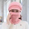 3Pcs/Set Warm Scarf Gloves Set Neck Protection Beanies Hat Winter Knitted Hat  Women