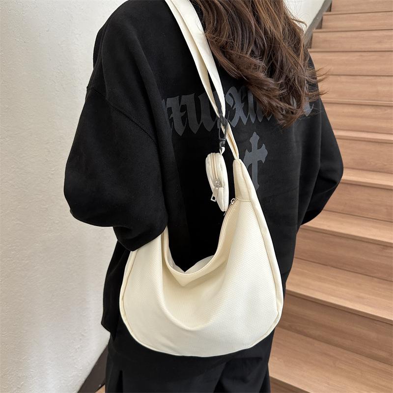Nylon Clutch Bag for Women Fashion Solid Color Shoulder Crossbody Purse Trendy Daily Casual Handbag KTB