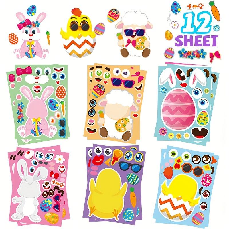 Easter Stickers, Easter Basket Stuffers Easter Egg Decorating Bunny Stickers, Activities Party Easter Crafts Gifts Bags Stickers