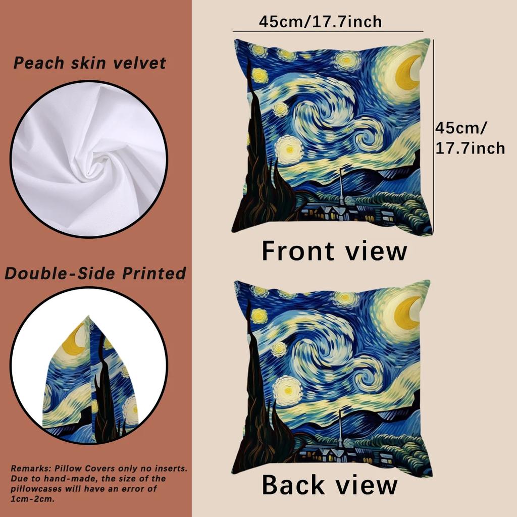 Van Gogh's Paintings Pillow Case Double Prints Cushions Pillowcase Cushion Cover Throw Pillow Sofa Decor Pillowcover Home Decor