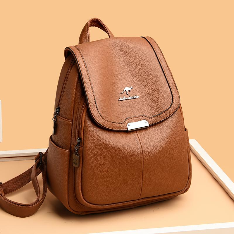 Classic women's high-quality plutonium leather female travel backpack large-capacity fashion travel backpack