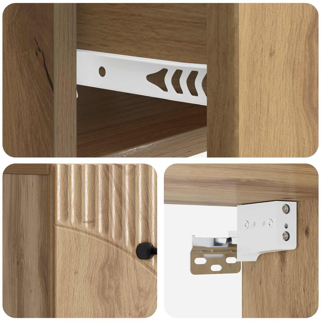 Wall Mounted Nightstand Artisan Oak Finish 34.5 X 33 X 20 Cm