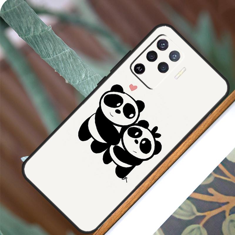 Cute Cartoon Panda For OPPO A52 A72 A92 A98 A78 A58 A5 A9 A15 A17 A77 A53S A57S A94 A74 A54 A16 A76 A96 Case