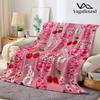 Pink Cherry Gnome Flannel Blanket Warm Soft Halloween Christmas Decorative Couch Warm Cozy All-Season Gift
