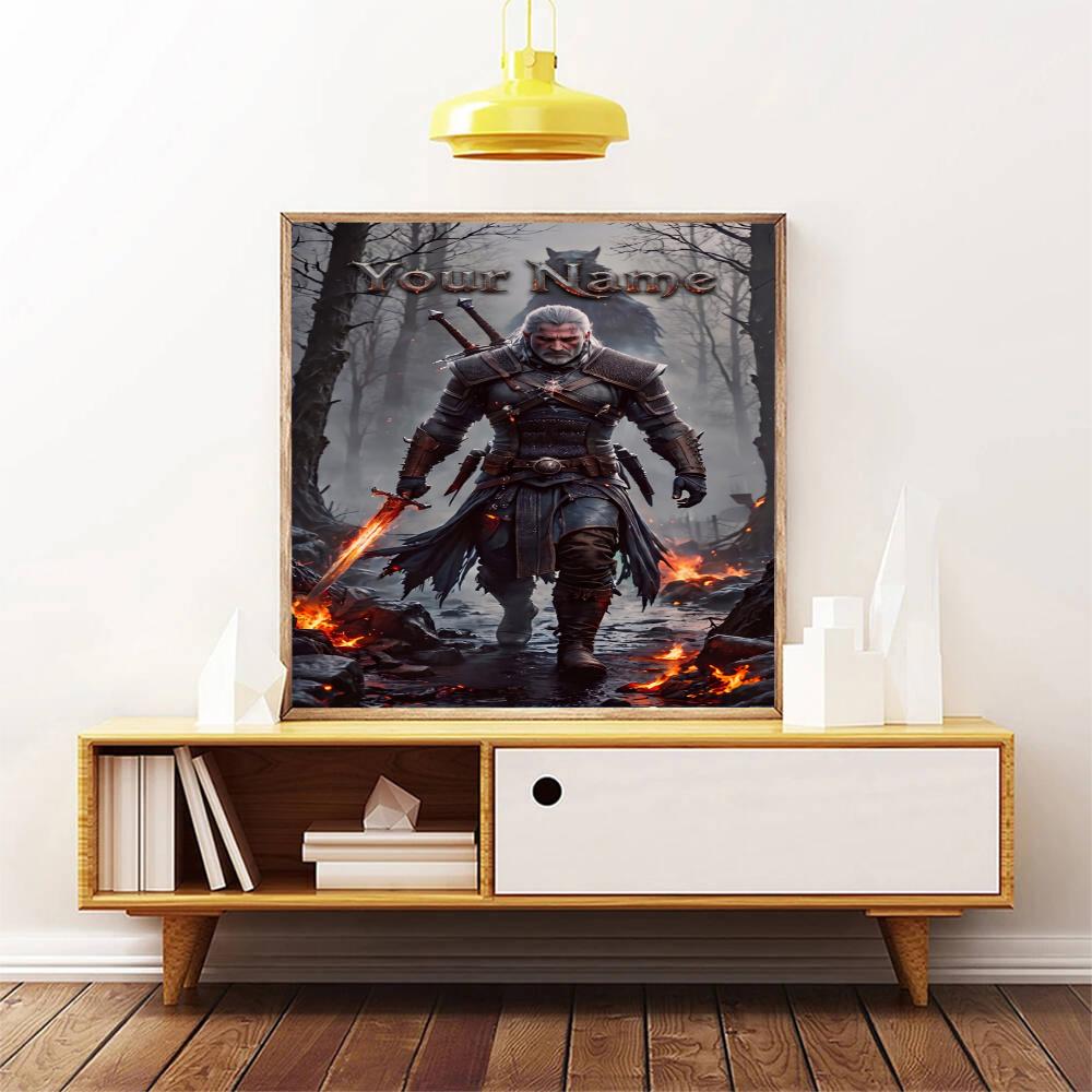 The Witcher 3 Customize Your Name Diamond Painting Round Diamond Diy Frameless Holiday Artwork Suitable For Home Office Wall Decoration