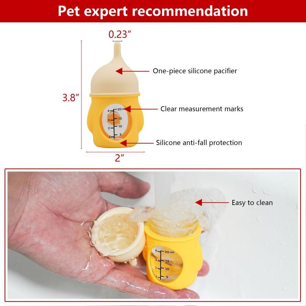 Durable 20/80ML Puppy Bottles Silicone Anti-slip Kitten Bottles Isualization Scale Wth Anti-choking Valve Pet Feeding Bottle