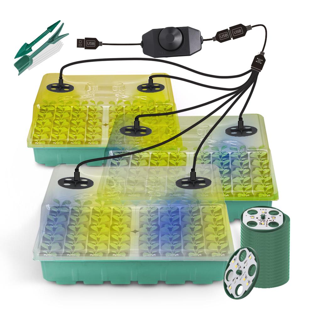 

48-секционный лоток для рассады семян со светодиодными лампами для выращивания растений, 8/4 бусин, система ящиков для проращивания в теплице, наборы для рассадных горшков