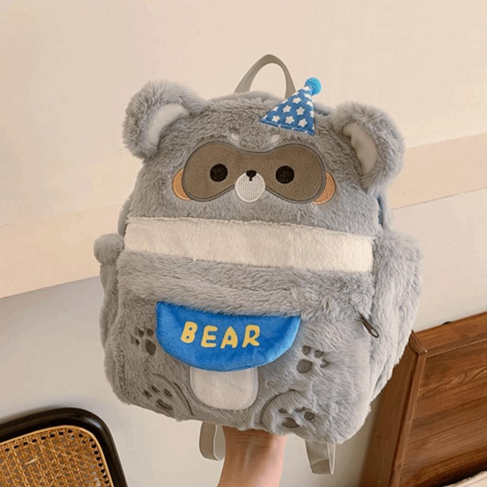 Large Capacity Bear Plush Schoolbag Adjustable Straps Animal Shoulder Bag Lady