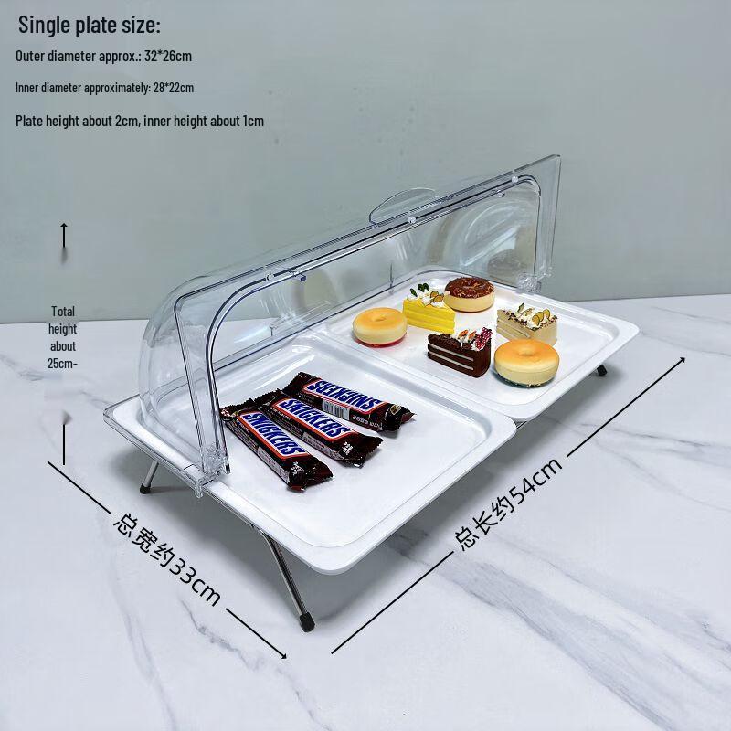 Food Display Tray with Transparent Flip Lid