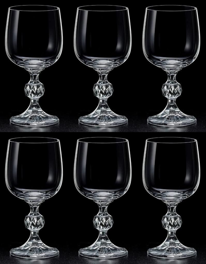 Bohemian Glass "Claudia" Wine Glasses, Set of 6, 40149-230-6, Dishwasher Safe, Crystallex