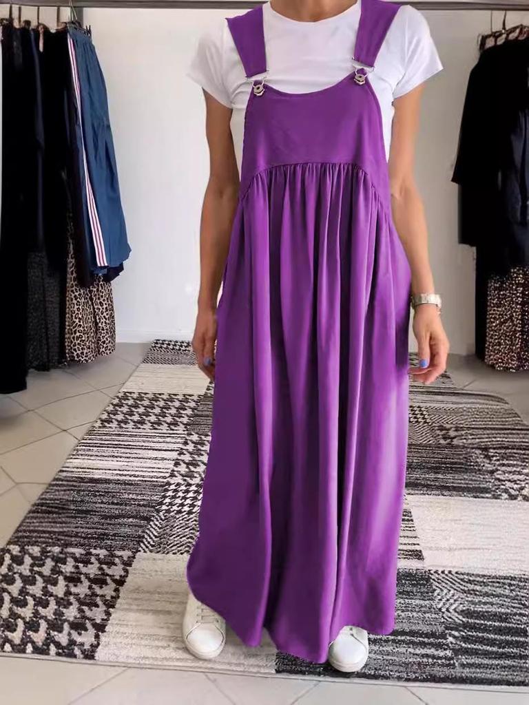 2025 Sommer Damen Baumwollleinen Camisole Maxi Kleid