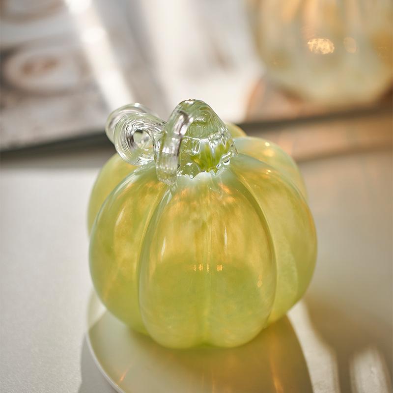 Glass Handicrafts Simulated Pumpkin Gradient Colored Glass Pumpkin Plant Ornaments Decorative Figurines Home Decoration
