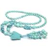 Vintage Turquoise Necklace Sweater Chain Long Butterfly Plate Necklace Rice Bead Turquoise Necklace
