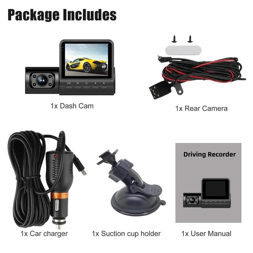 

Камера видеорегистратора 1080P HD WiFi для автомобиля Видеорегистратор Авто Ночное видение WDR 24H Режим парковки Циклическая запись 3 Камеры