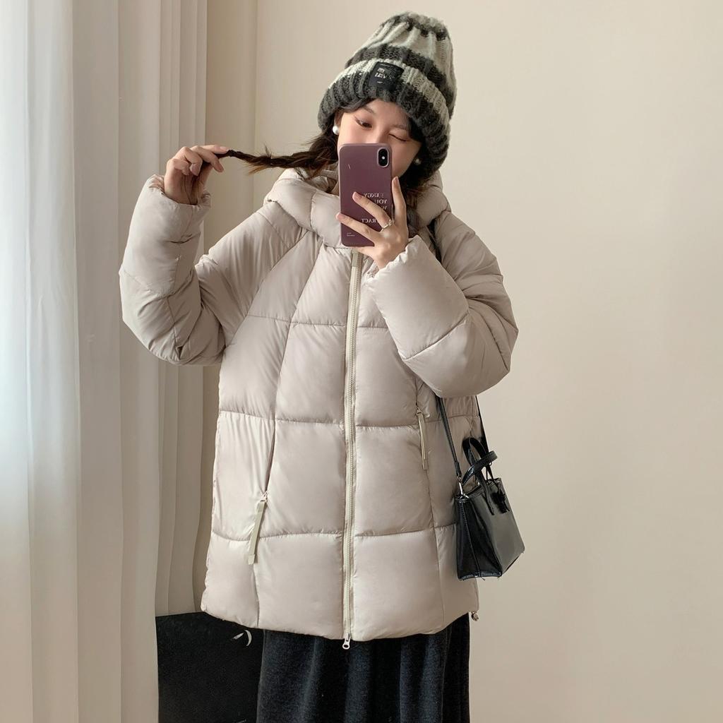 Autumn and Winter Down Padded Jacket Women's Puff Mid-length Hooded Loose Thick Warm Padded Jacket