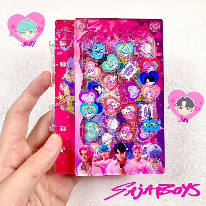 Kpop Demon Hunters Acrylic Binder Handbook A7 Notebook Cute Cartoon Anime Student School Stationery Cartoon Office Supplies Gift