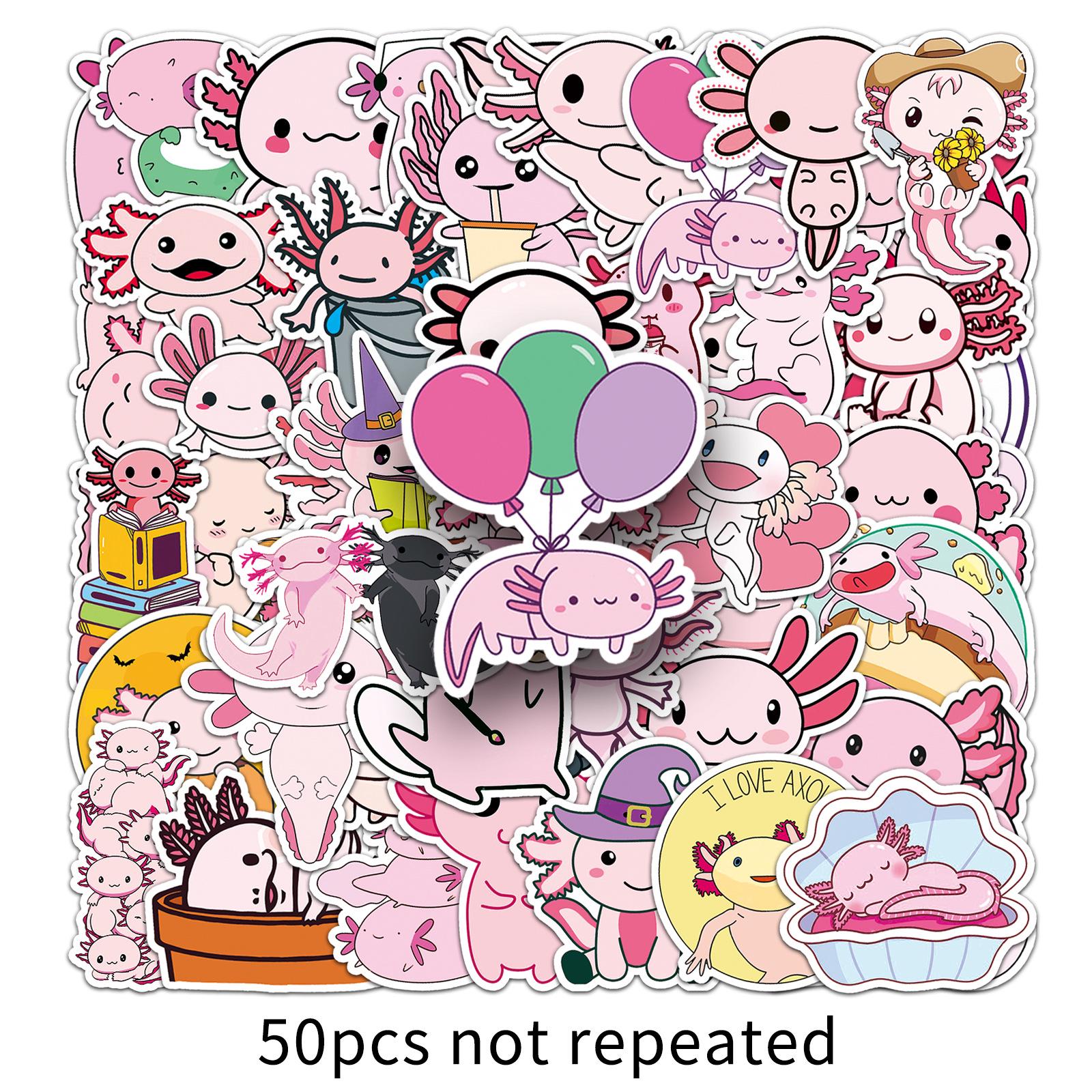 50 Cute Salamander Stickers - Waterproof DIY Decor for Water Bottles, Journals, and Suitcases