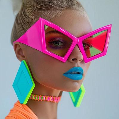 1PC Oversized Cat Eye Sunglasses Women Big Frame 2025 Luxury Brand Shield Punk Sun Glasses For Ladies Windproof Eyewear Shades UV400