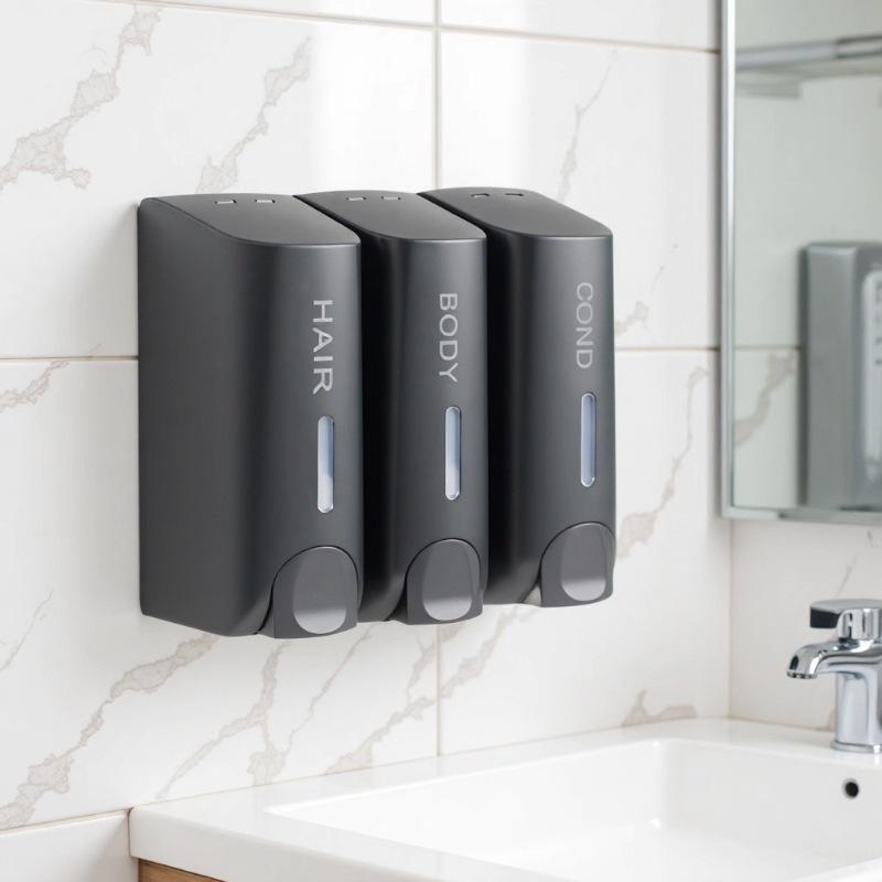 Dual-Head Wall-Mounted Soap & Shampoo Dispenser