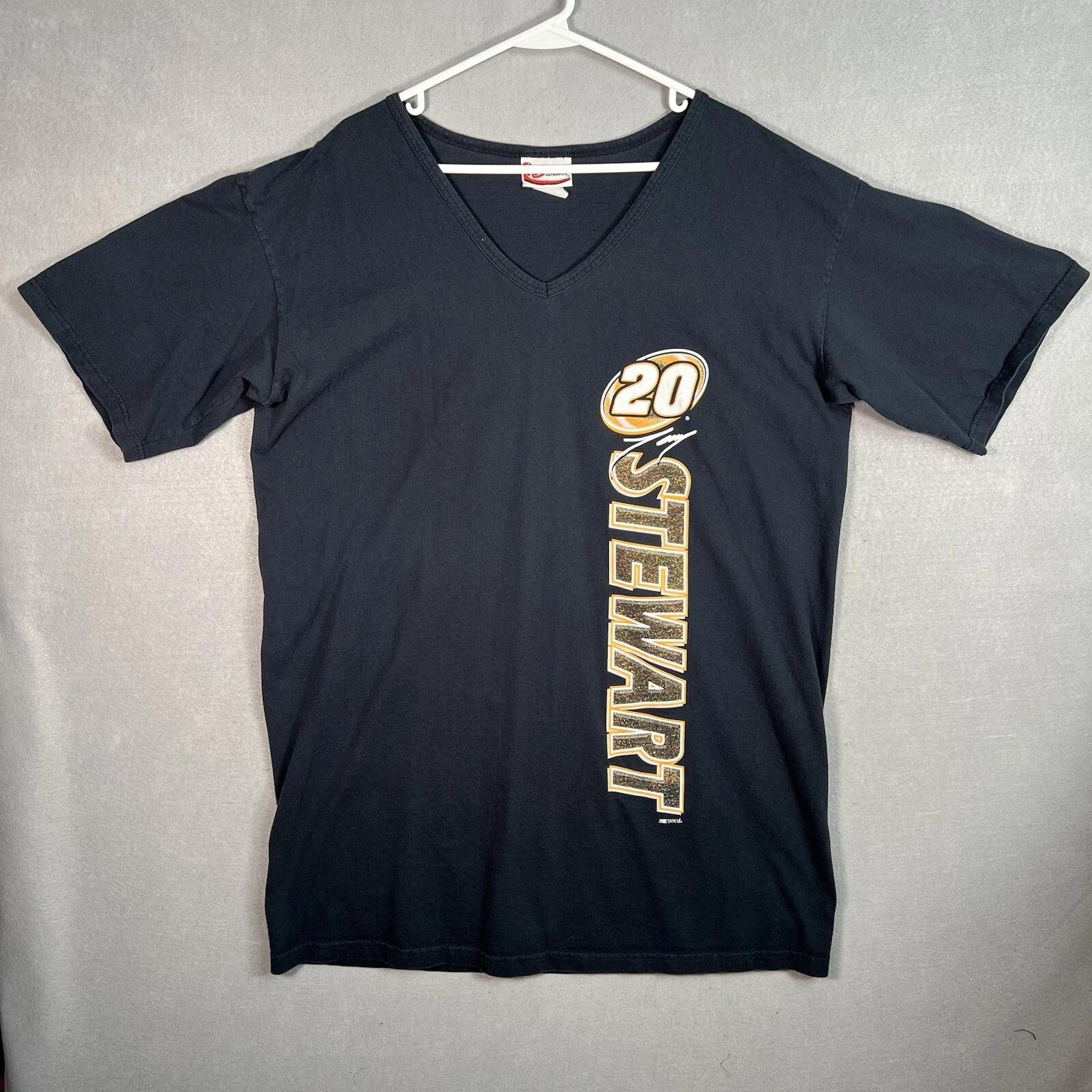 Vintage Chase Authentic Tony Stewart Nascar Racing T Shirt XL Long Black V Neck M