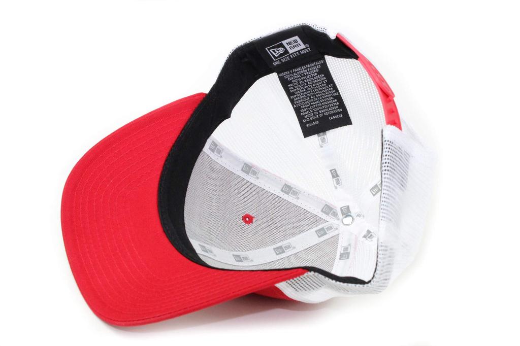 New Era Trucker Cap Low Profile Snapback in Scarlet/White