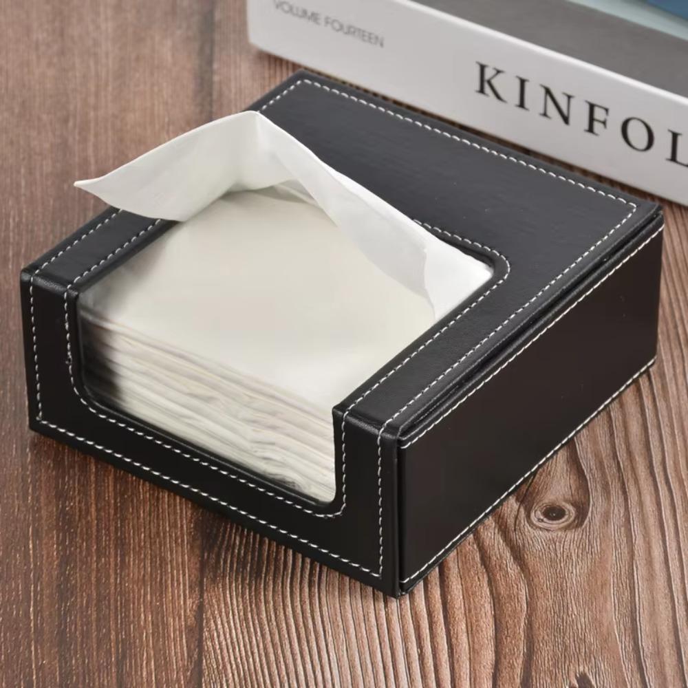 Creative Desktop Square Towel Box PU Leather Home Decor Paper Towel Box Napkin Box Home