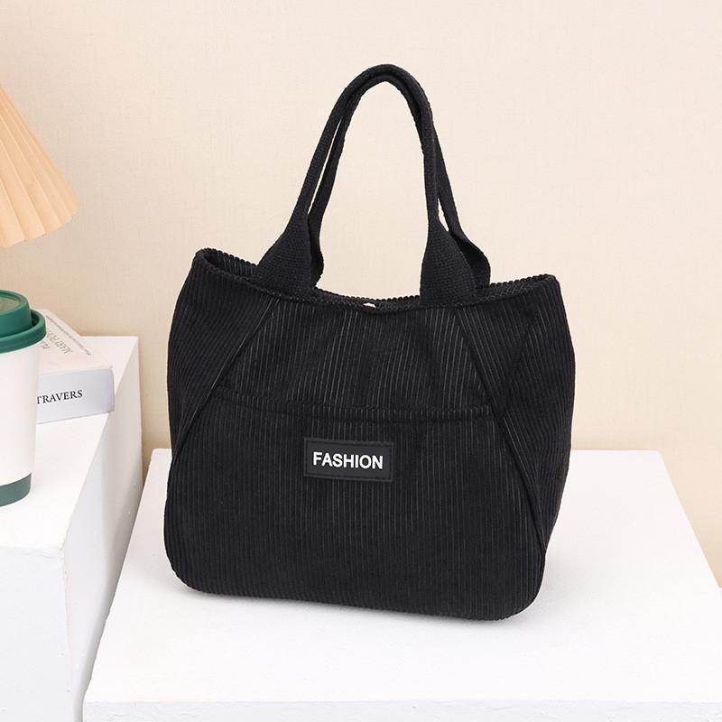 Cotton Corduroy Tote Bag For Women With Large Capacity Street Style Handheld Ladies Bag