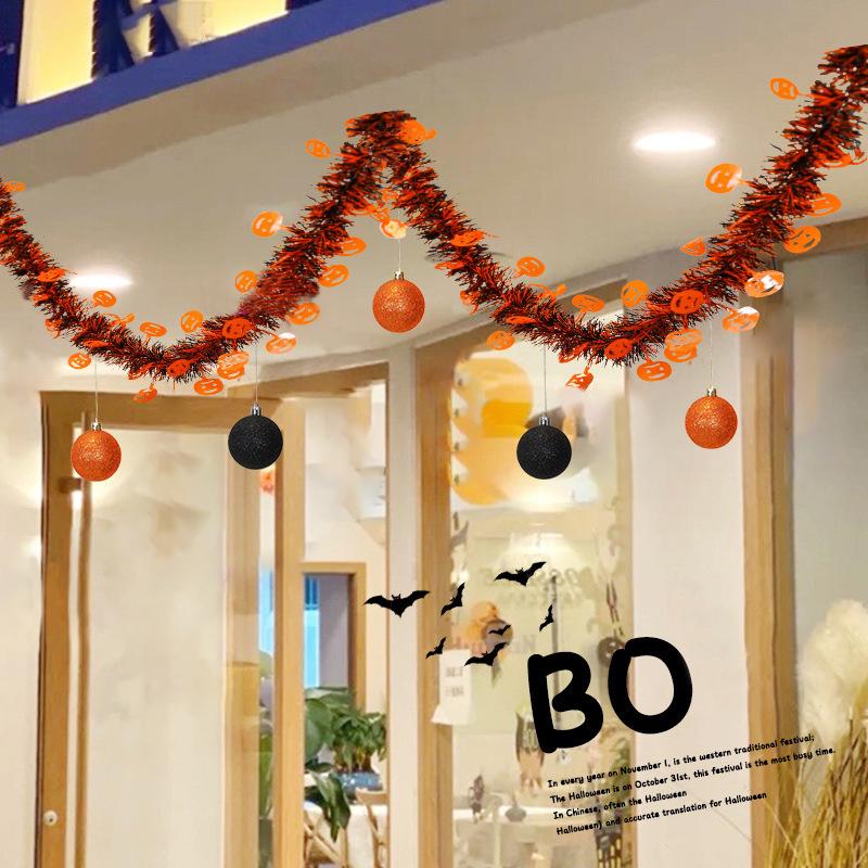 Halloween Ball Pendant DIY Plastic Atmosphere Decor Artificial Pumpkin Ornaments Cartoon Pattern Background Decoration 2 Styles