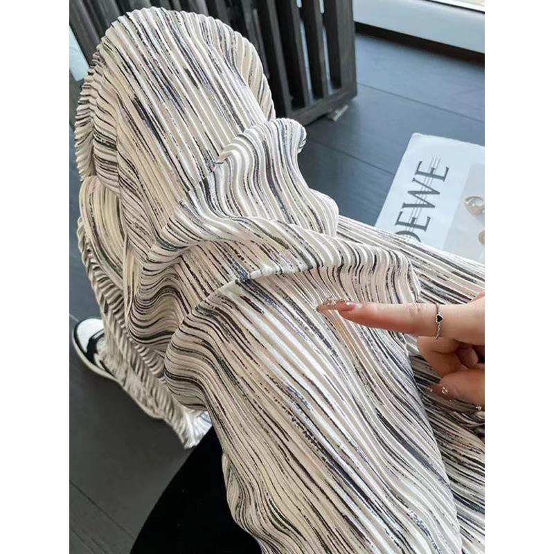 Eis Seide Tie-Dye High-Waist Weite Hosen - Damen Sommer Lässig Lockerer Schnitt