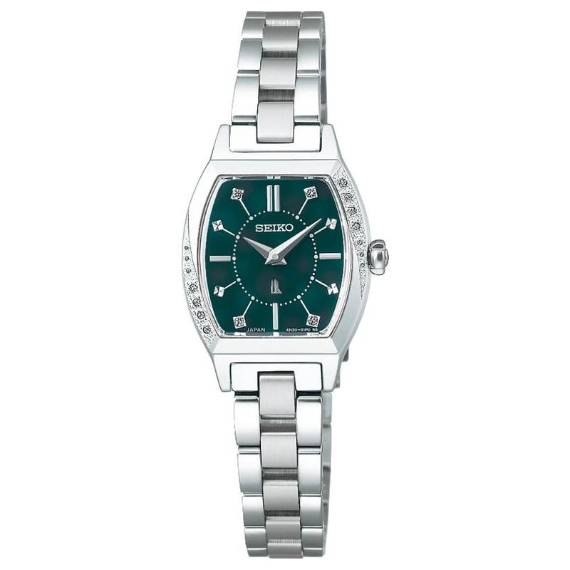 SEIKO Lukia 100 meters waterproof Quartz Steel Strap 21mm women s watch green dial SSWA017 синий