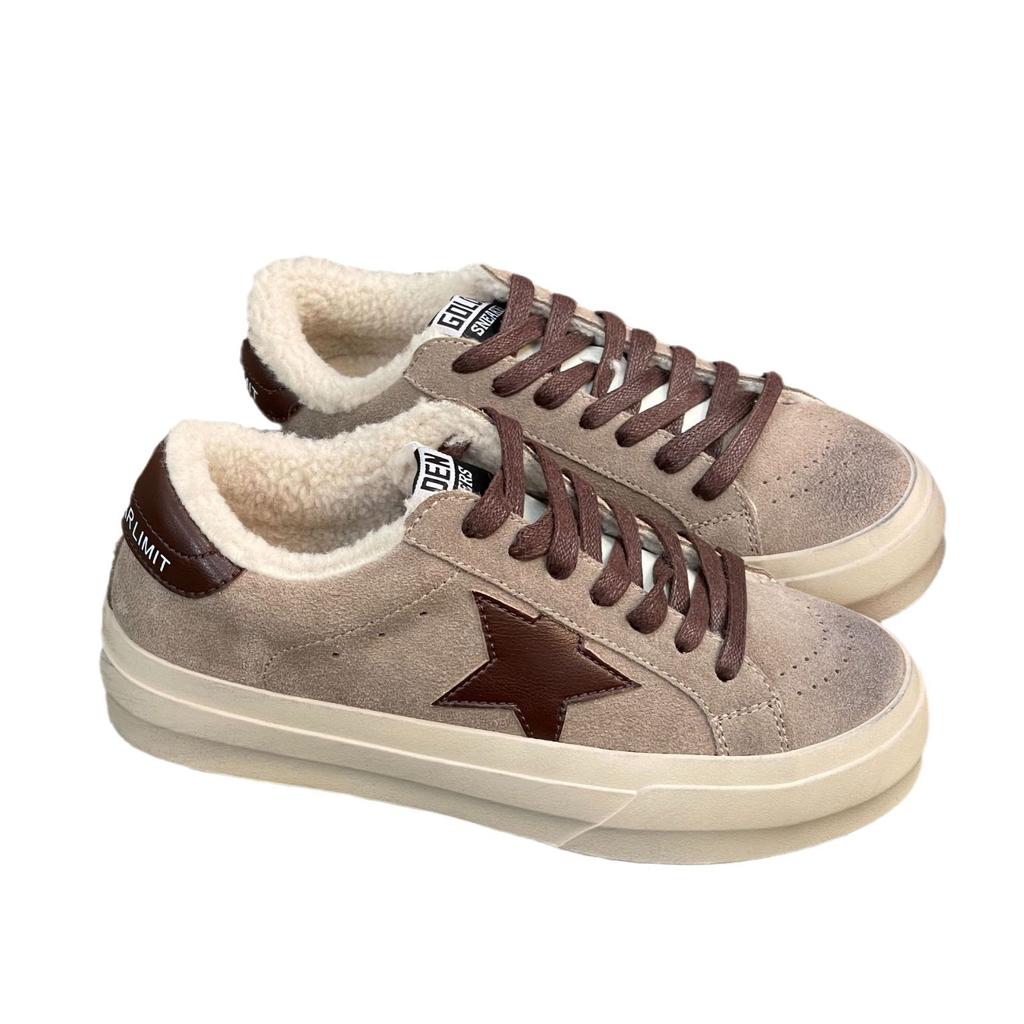 Star Board Shoes Women's Autumn and Winter New Velvet Women's Leisure Sports Versatile Trend White Shoes