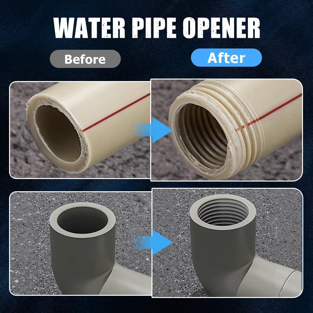 Electric Drill Pipe Threader: Internal & External Threads, 4/6 Point, 1/2+3/4 PPR Pipe Compatibility.