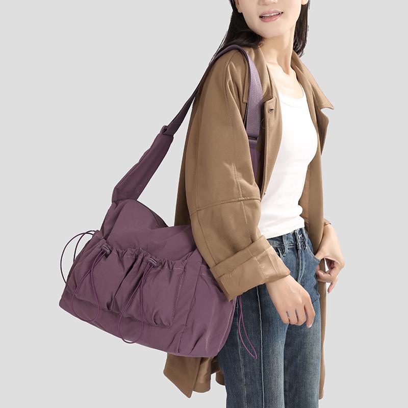 Women's Drawstring Shoulder Bag Sports Crossbody Bag Lightweight Storage Bag