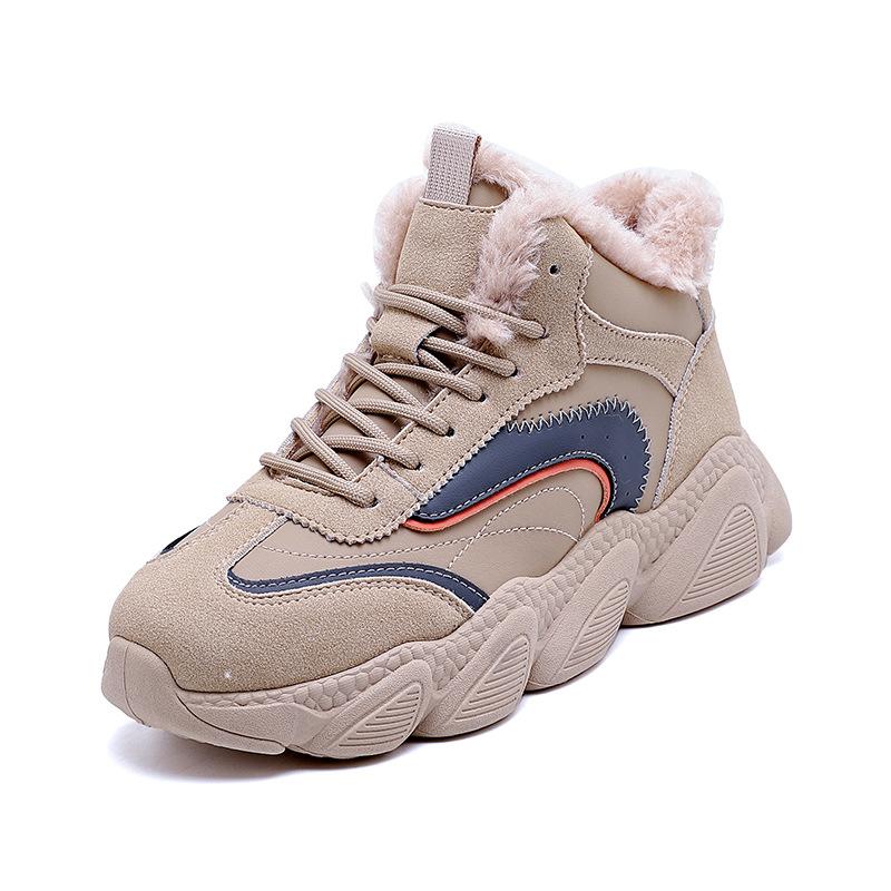 Women's Thick-soled Winter Lace-up Lightweight Warm Anti-cold Padded Snow Boots Non-slip Wear Casual Sneakers Cotton Boots