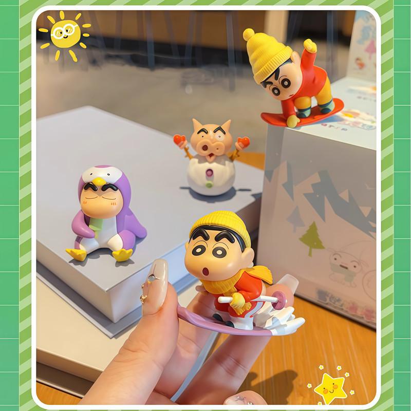 Crayon Shin-Chan Skiing now Romantic Poem Series Action Figurines Model Toys  Car Decoration Desktop Birthday Gifts