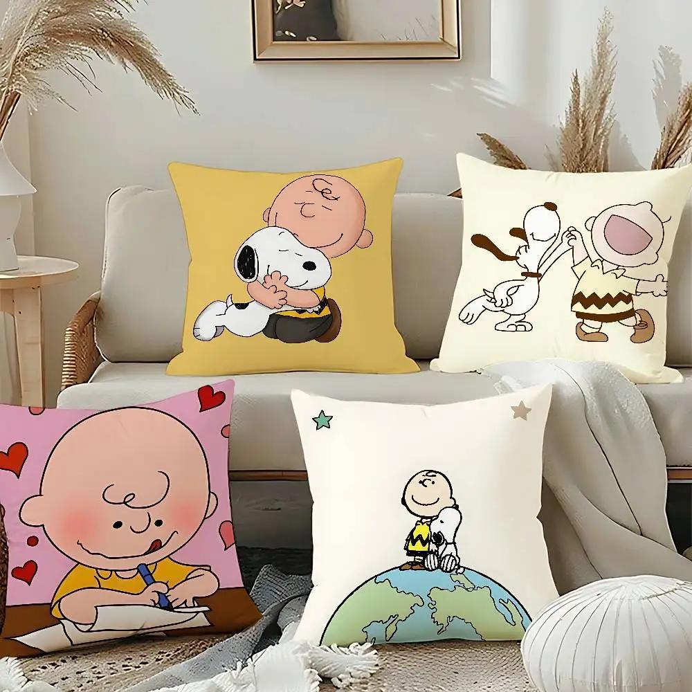 Cute C-charlie B-brown-S Pillow Case Cushion Cover Soft Cute Throw Pillow Case For Car Sofa Pillowcase Polyester With Zipper