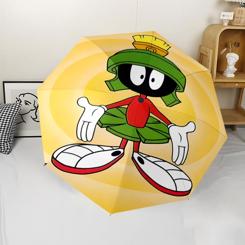 Marvin the Martian1 Print Automatic Umbrella, 8 Rib Iron Frame, Plastic Handle, Suitable for Outdoor Travel &Daily , Ideal Gift