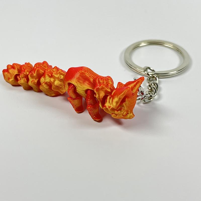 Compact Movable 3D Fox Keychain 3D Printed Colorful Articulating Keychain Toy Action Figure Collectible Desk Ornament Gifts