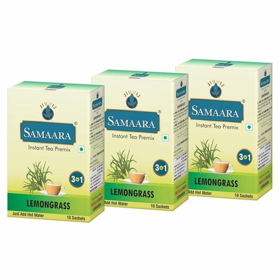 Samaara Instant Tea Premix Sachets | Lemongrass Flavoured Assam Black Tea Powder | 30 Sachets Box 450gm