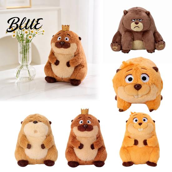 Round Plush Toy Small Soft Cute Cartoon Beaver Doll Stuffed Animal Stress Reliever Birthday Gift for Kids Movie Fans Friends Family Material
