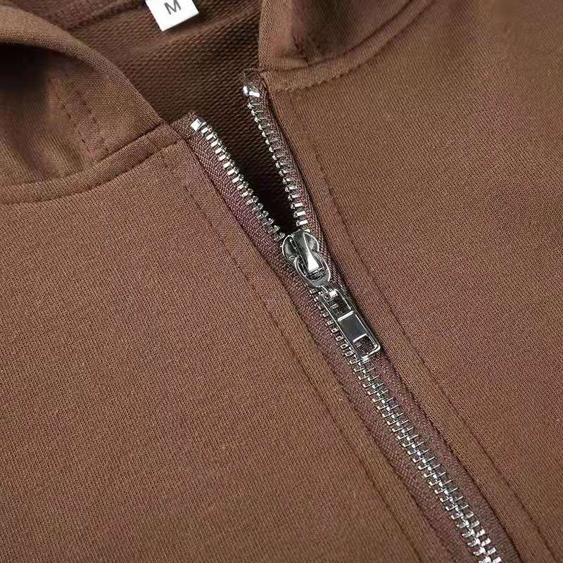 Buy Retro Brown Tops Zip-up Hoodie Short Ladies Cropped - Main Image