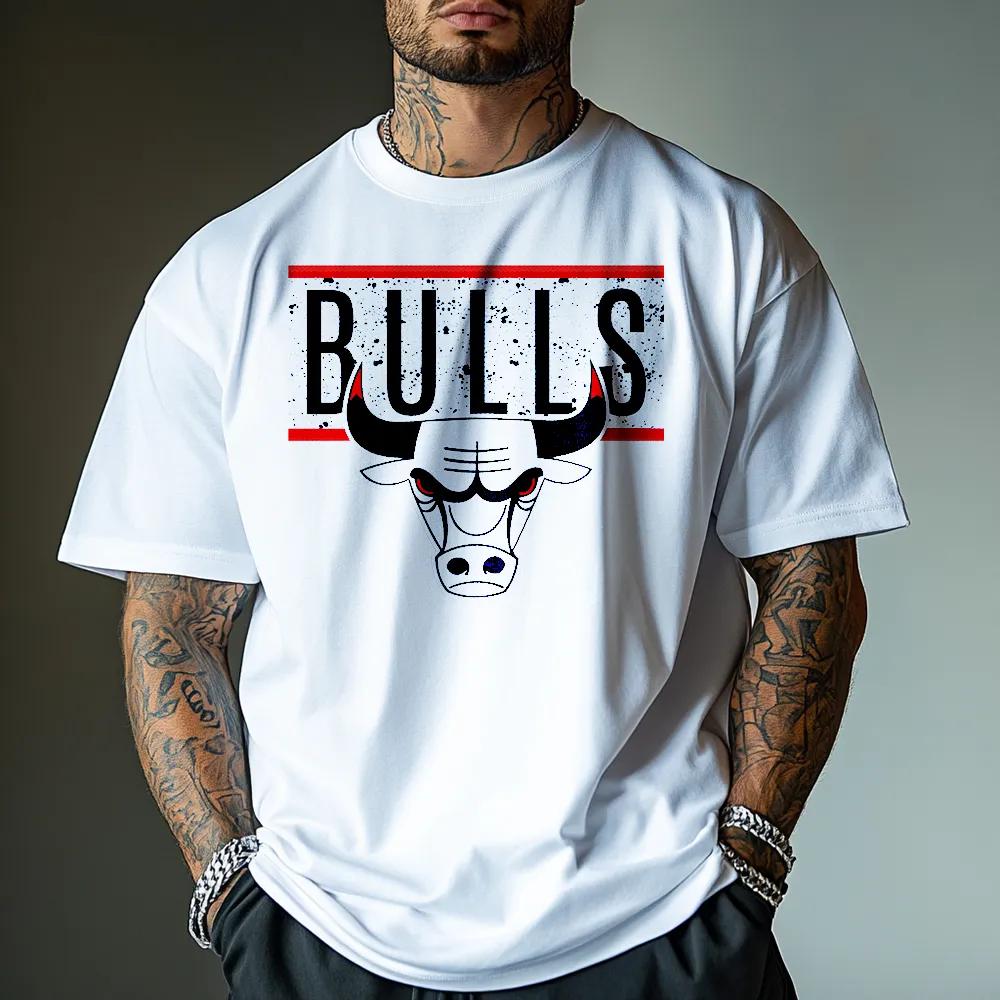 

Bull White Cotton TShirt Streetwear Athletic Fitness Muscle Style - Men s Summer Cotton Graphic Tee 5XL різнокольоровий