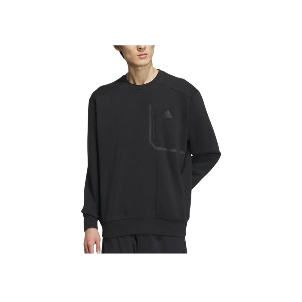 Adidas Sportswear Pocket Sweatshirt Solid Logo Sports Casual Pullover Crewneck Men Sweatshirt Black IM9065