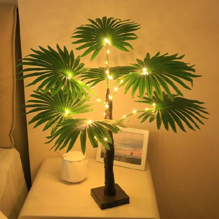 Realistic Glowing Plastic Palms Tree With LED Bulbs Great Decorative Table Lamp For Nighttimes Event