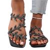 Summer women's square headed rhinestone flat bottomed beach slippers