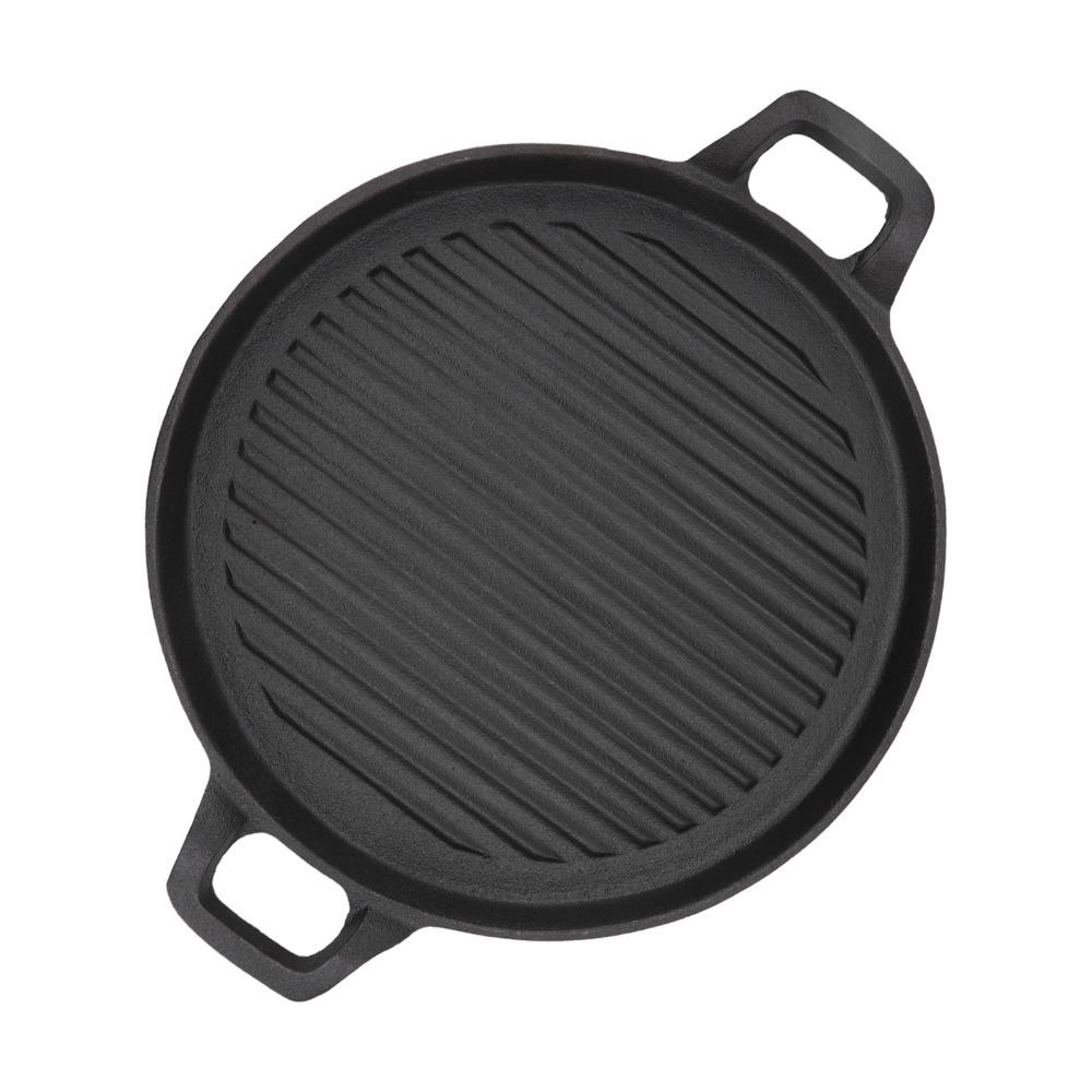 Ribbed Surface Grill Pan Round Flat Bottom Stovetop Griddle Practical Barbecue Pan  Barbecue Steak