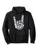 Rock Heavy Metal Guitar Graphic Hoodie - Black Pullover with White Artwork