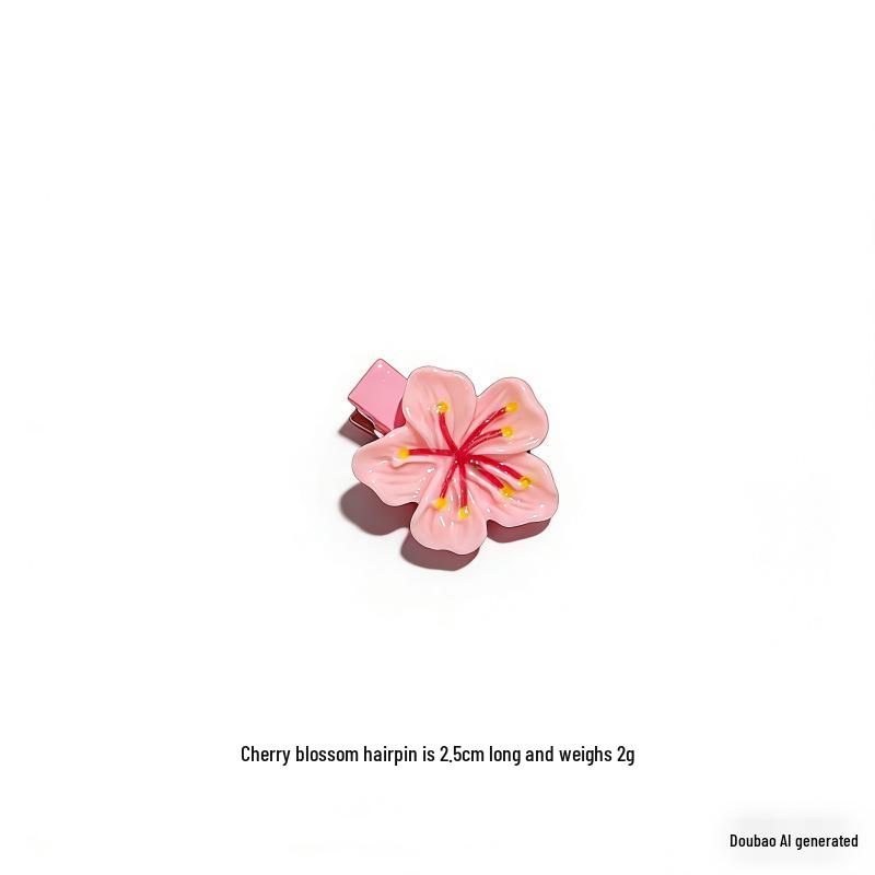 Cherry Blossom Mini Hair Clip for Girls – Cute Side Clip Bangs & Braided Hairpins