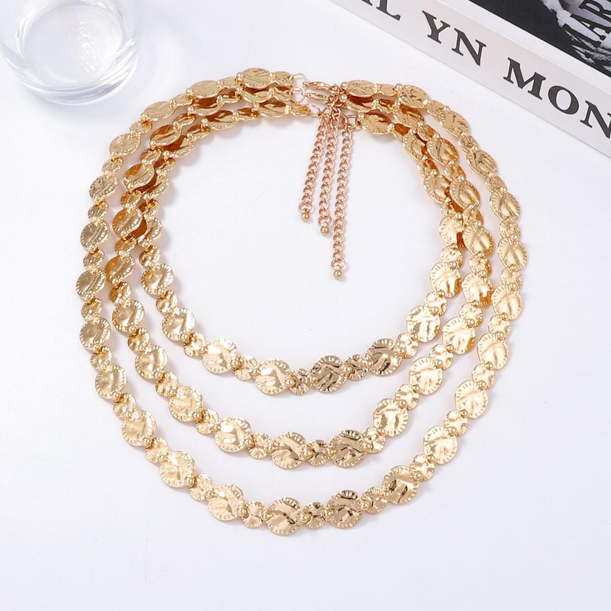 Личность Тренд Панк Стиль Сплав Геометрический Значок Монета Трехслойное Ожерелье Премиум Легкая Роскошь Женское Ожерелье