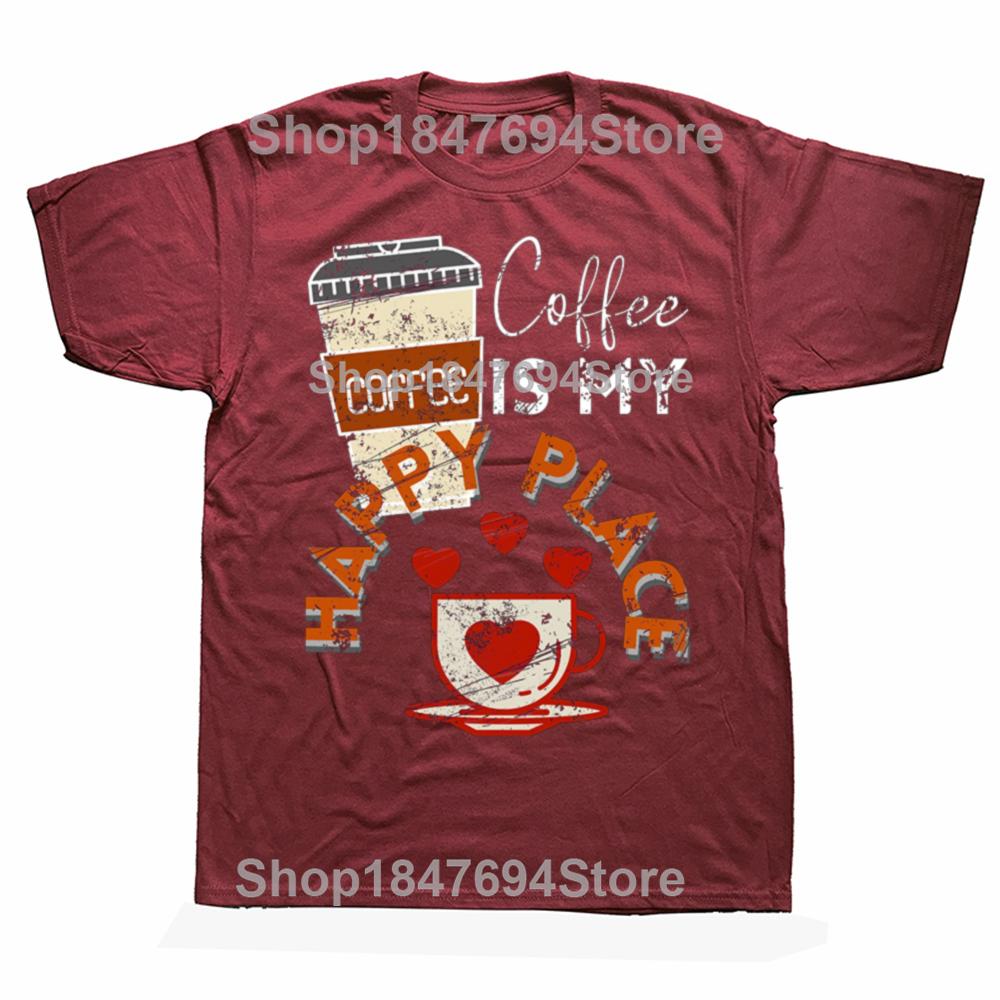 Coffee Is My Safe Place Comfort T Shirt Women Funny Retro Coffee Graphic Tee Aesthetic Tshirt High Quality Cotton Tshirt